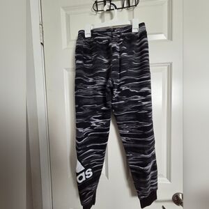 Adidas Kids Black and Gray Patterned Joggers